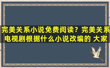 完美关系小说免费阅读？完美关系电视剧根据什么小说改编的 大家可以了解一下